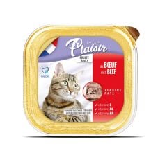 Plaisir Sığır Etli Pate Yetişkin Yaş Kedi Maması 100 Gr