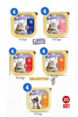 Plaisir Karışık Pate Yaş Tabak Set Kedi Maması 100 Gr x  20 Adet