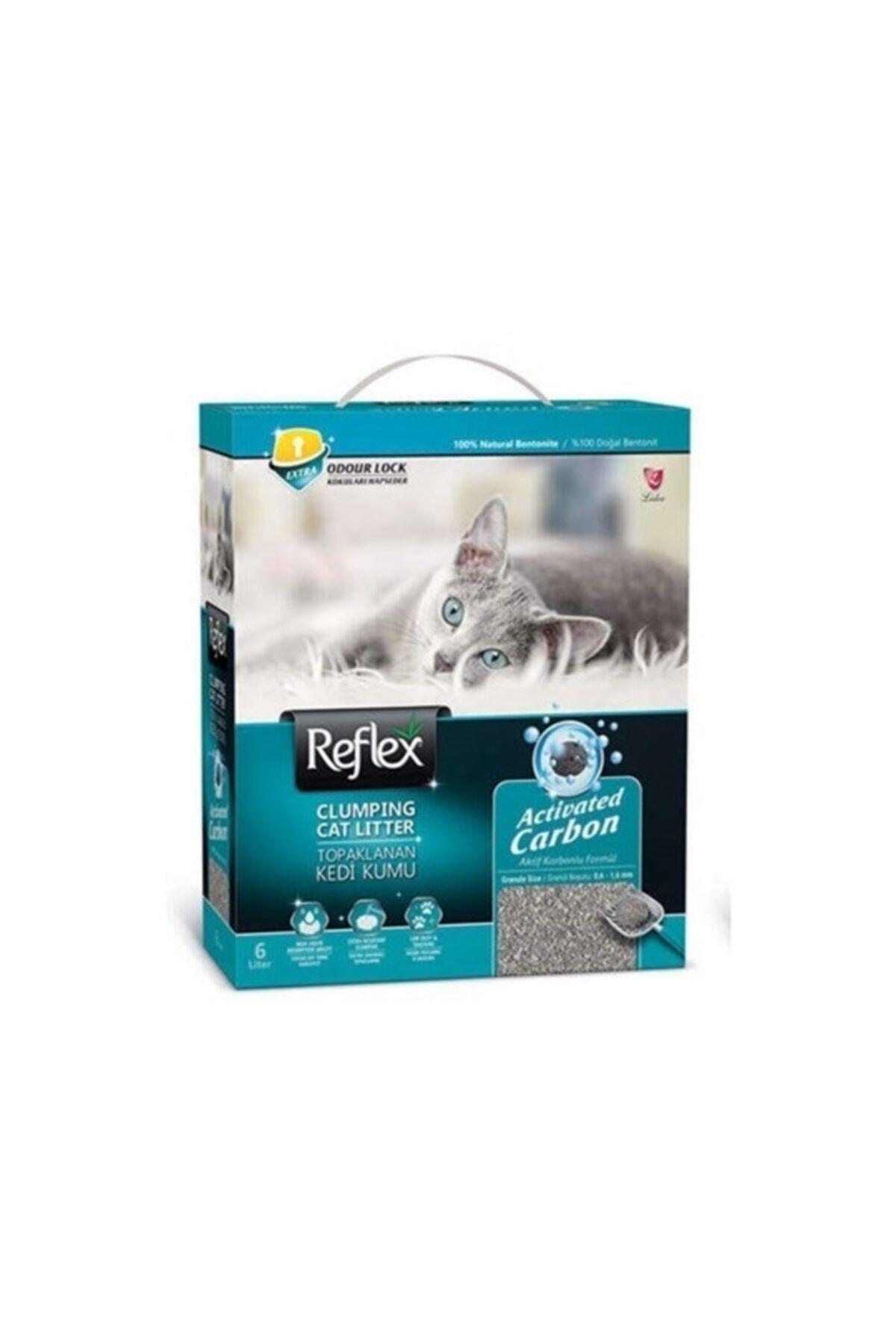 Reflex Aktif Karbon Granüllü Turkuaz Kedi Kumu 6 lt