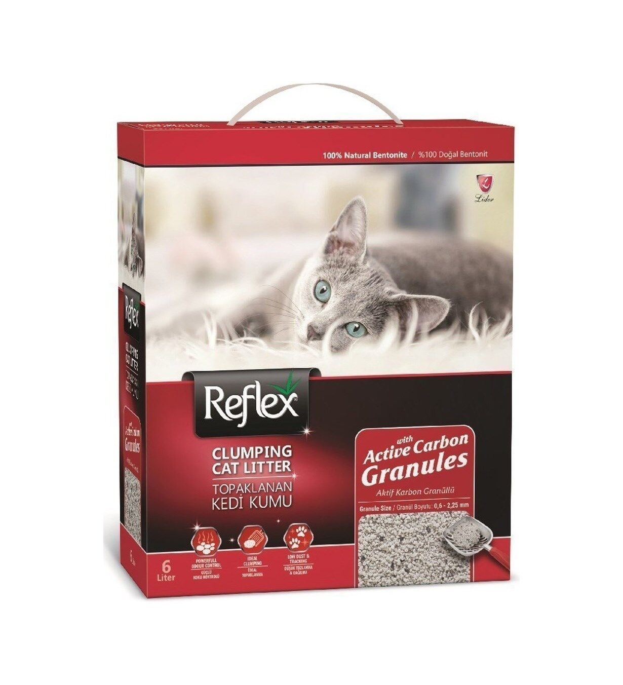 Reflex Aktif Karbon Granüllü Topaklaşan Bentonit Kedi Kumu 6 Lt
