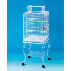 Düz Üstü Açılır Sehpalı Papağan Kafesi Beyaz 51x51x129 cm