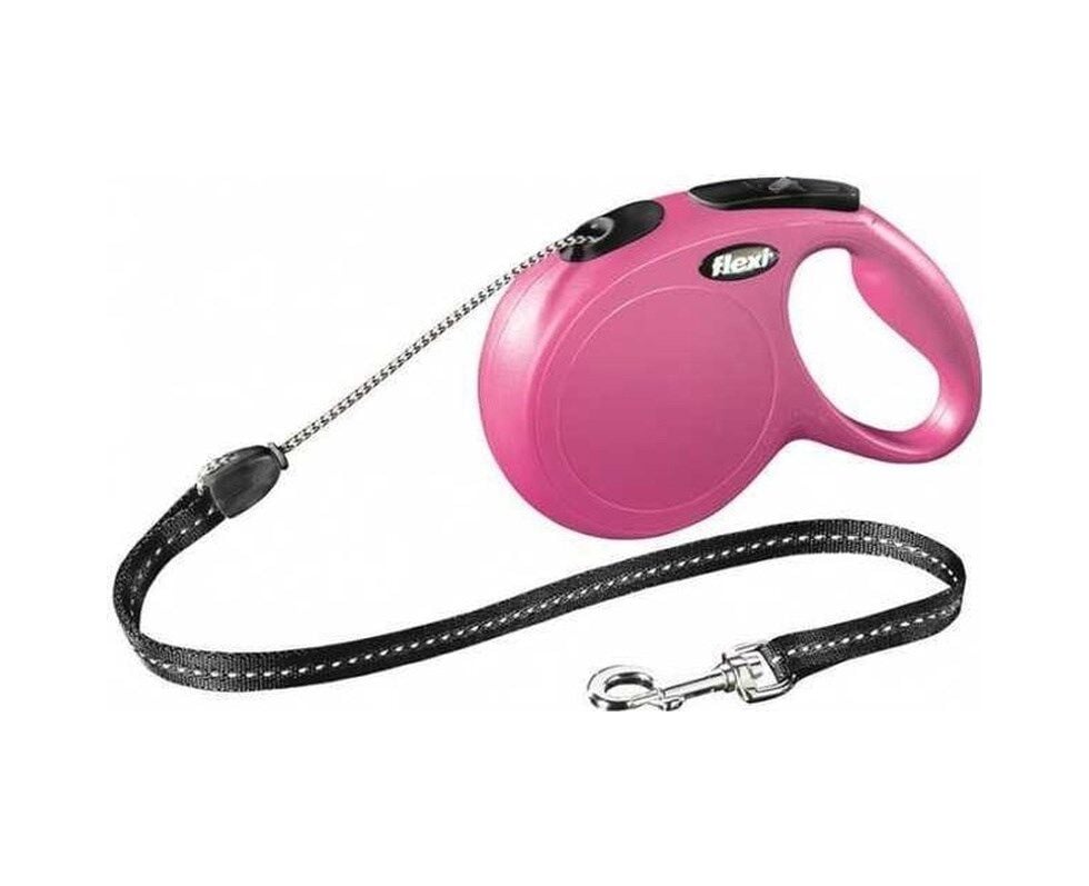 Flexi New Classic Otomatik İp Köpek Gezdirme Kayışı S Beden 5m Pembe