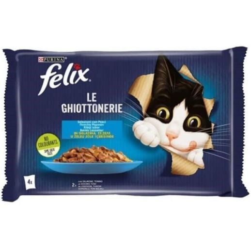 Felix Multipack Somonlu ve Ton Balıklı Yetişkin Kedi Yaş Maması 4 x 85 Gr