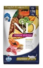N&D Tropical Düşük Tahıllı Kuzulu Tropikal Meyveli Kısırlaştırılmış Yetişkin Kedi Maması 4+1 Kg