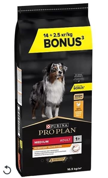 Purina Pro Plan Medium Adult Tavuklu Yetişkin Köpek Maması 14+2,5 Kg