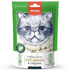 Wanpy Dondurularak Kurutulmuş Kedi Çimi ve Tavuklu Ödül 20 Gr