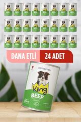 King Sos İçerisinde Et Parçacıklı Dana Etli Köpek Konservesi 400 Gr x  24 Adet