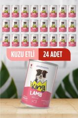 King Sos İçerisinde Et Parçacıklı Kuzu Etli Köpek Konservesi 400 Gr x 24 Adet