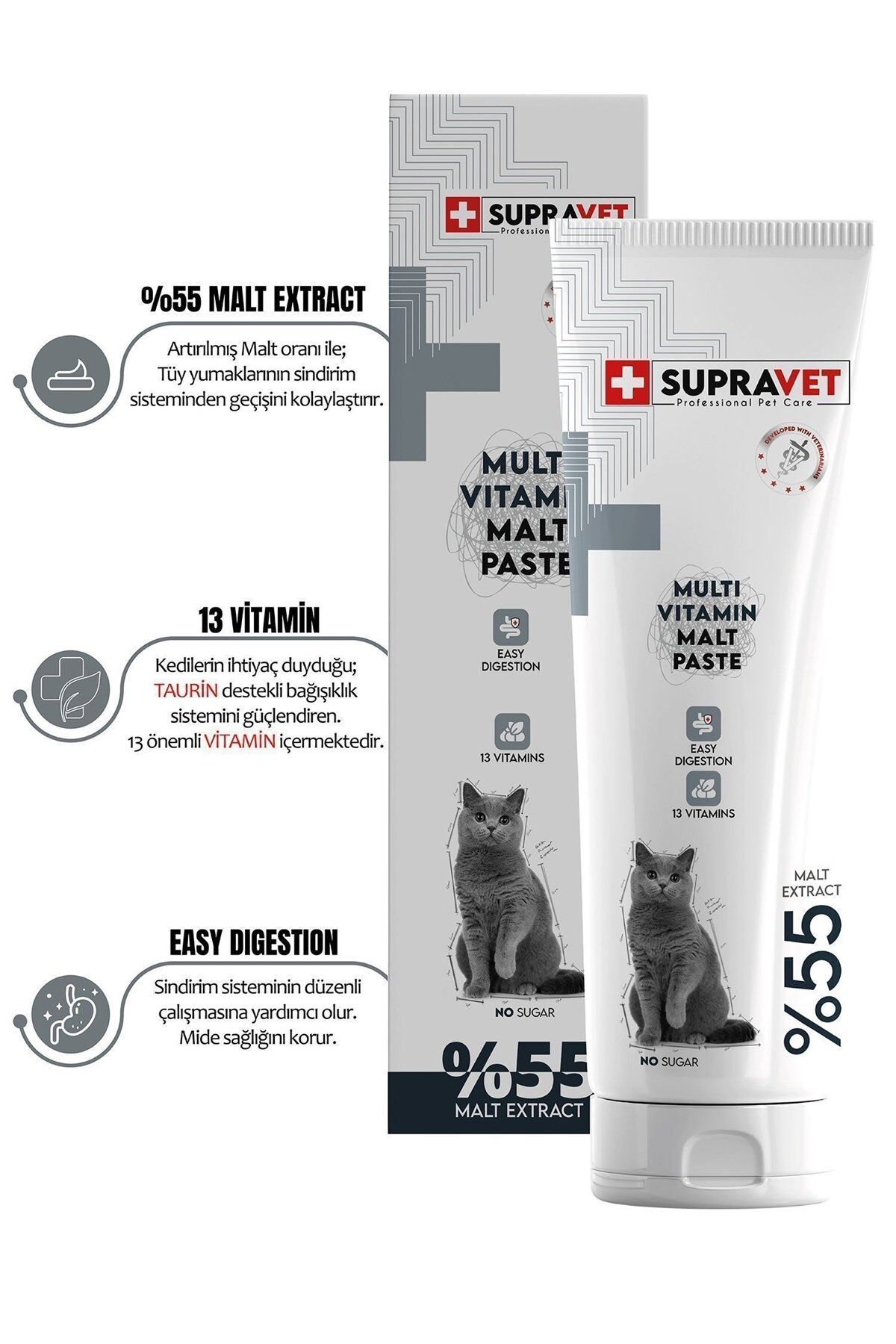 Supravet Kediler için Taurinli Multi Vitamin Kedi Macunu 100 gr