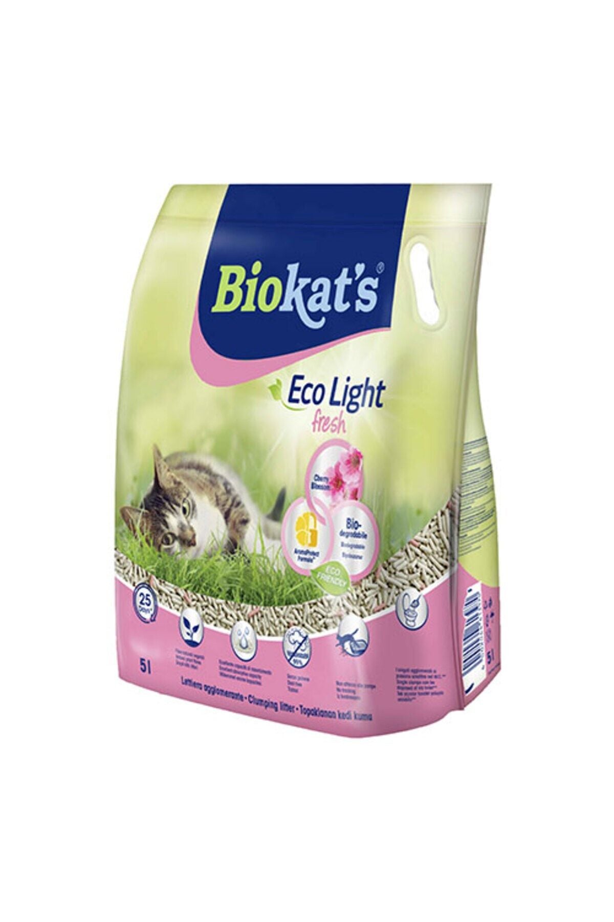 Biokat's Eco Light Fresh Cherry Blossom Taze Kiraz Çiçeği Kokulu Pelet Kedi Kumu 5 Lt x 2 Adet