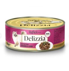 Reflex Plus Delizzia Sos İçinde Tavuklu ve Ciğerli Parça Etli Yetişkin Kedi Konservesi 85 Gr