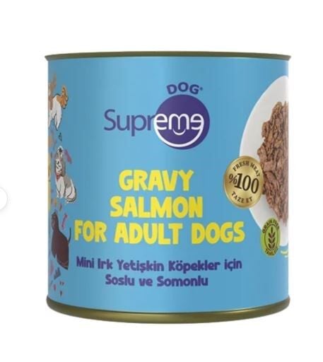 Supreme Dog Sos İçinde Somonlu Mini Irk Yetişkin Köpek Konservesi 200 Gr x 12 Adet