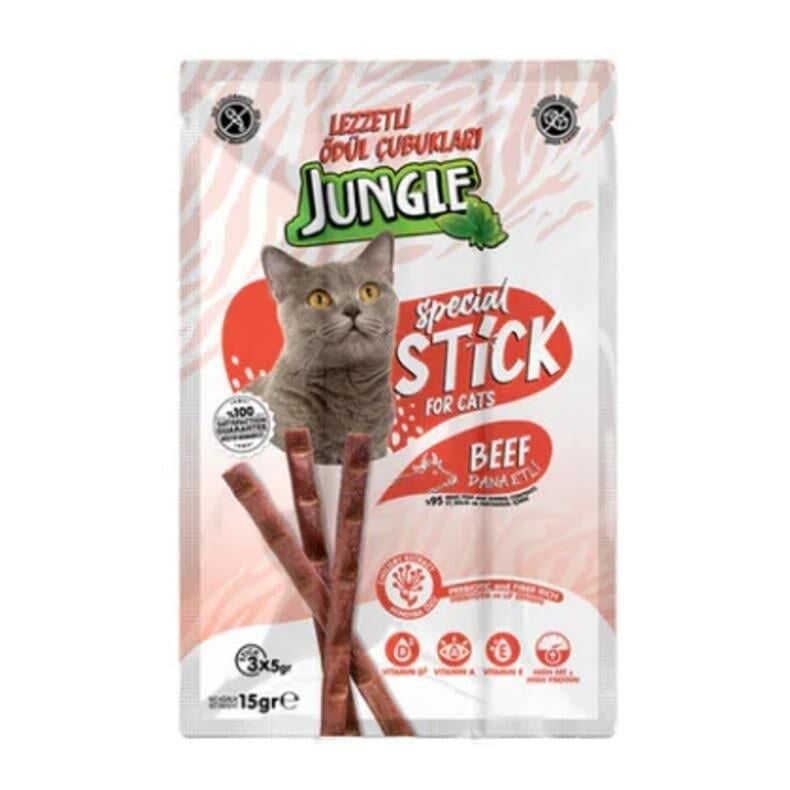 Jungle Sticks Dana Etli Çubuk Kedi Ödülü 15 g (3 x 5 gr) x 20 Adet