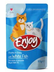 Enjoy Pouch Sos İçinde Balıklı Yetişkin Kedi Maması 85 Gr x 44 Adet