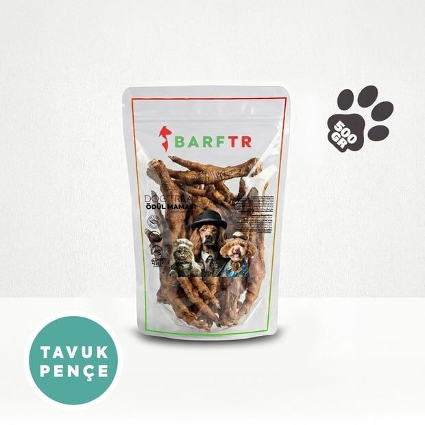 BarfTr Tavuk Pençe Çiğnemelik Atıştırmalık Ödül Maması 500 GRAM Köpekler İçin