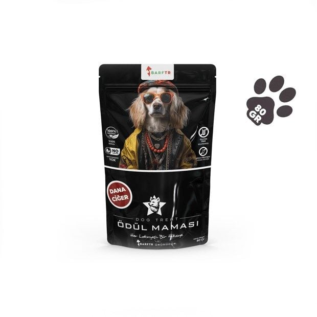 BarfTr Dana Ciğer Parçaları Atıştırmalık  Ödül Maması  80 GRAM Köpekler İçin