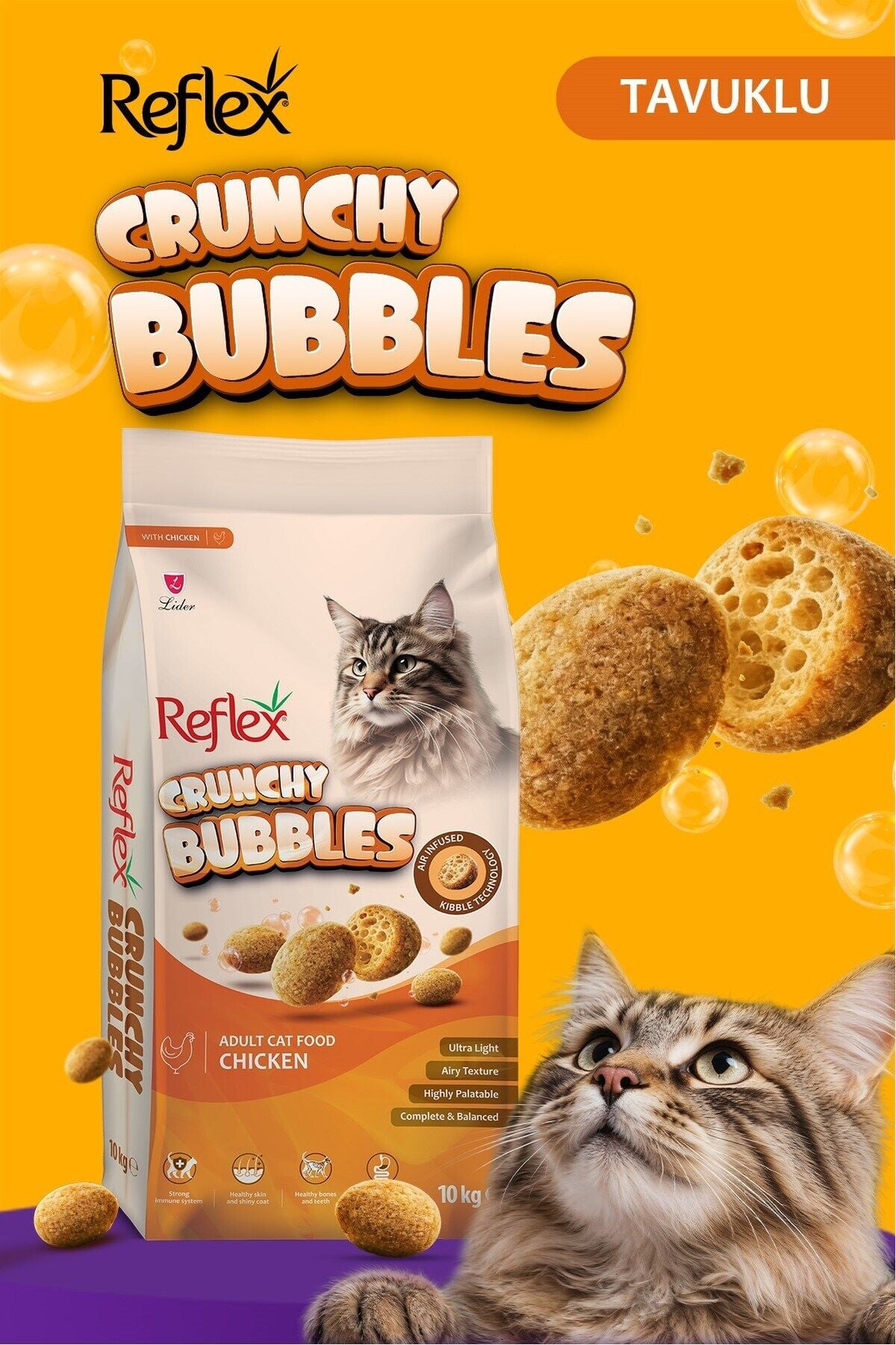 Reflex Crunchy Bubbles Tavuklu Yetişkin Kedi Maması 10 kg