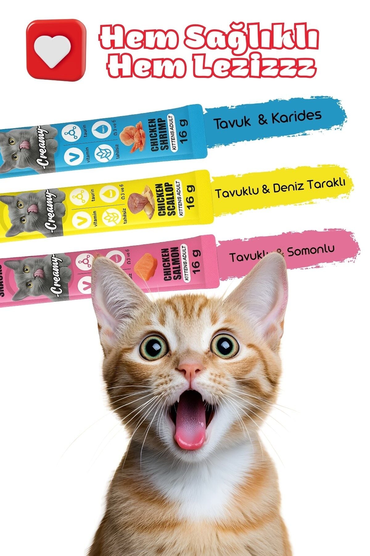 Shizi Krema Kedi Ödül Maması 16gr x 90 Adet) (3 Lezzetli)
