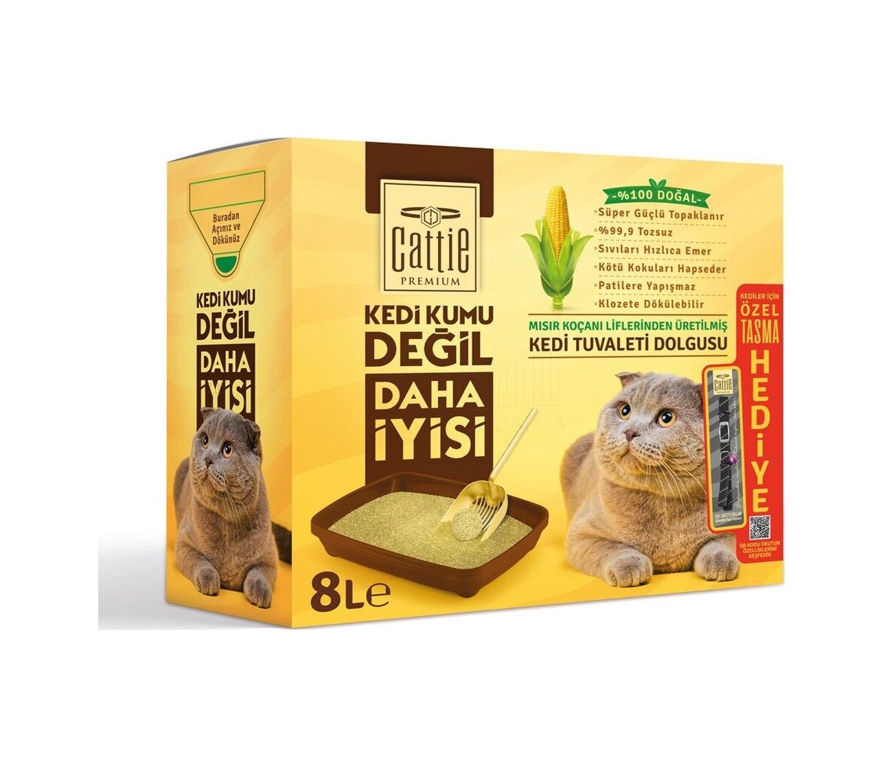 Cattie Süper Topaklaşan Mısır Koçanı Kedi Tuvaleti Dolgusu 8 L
