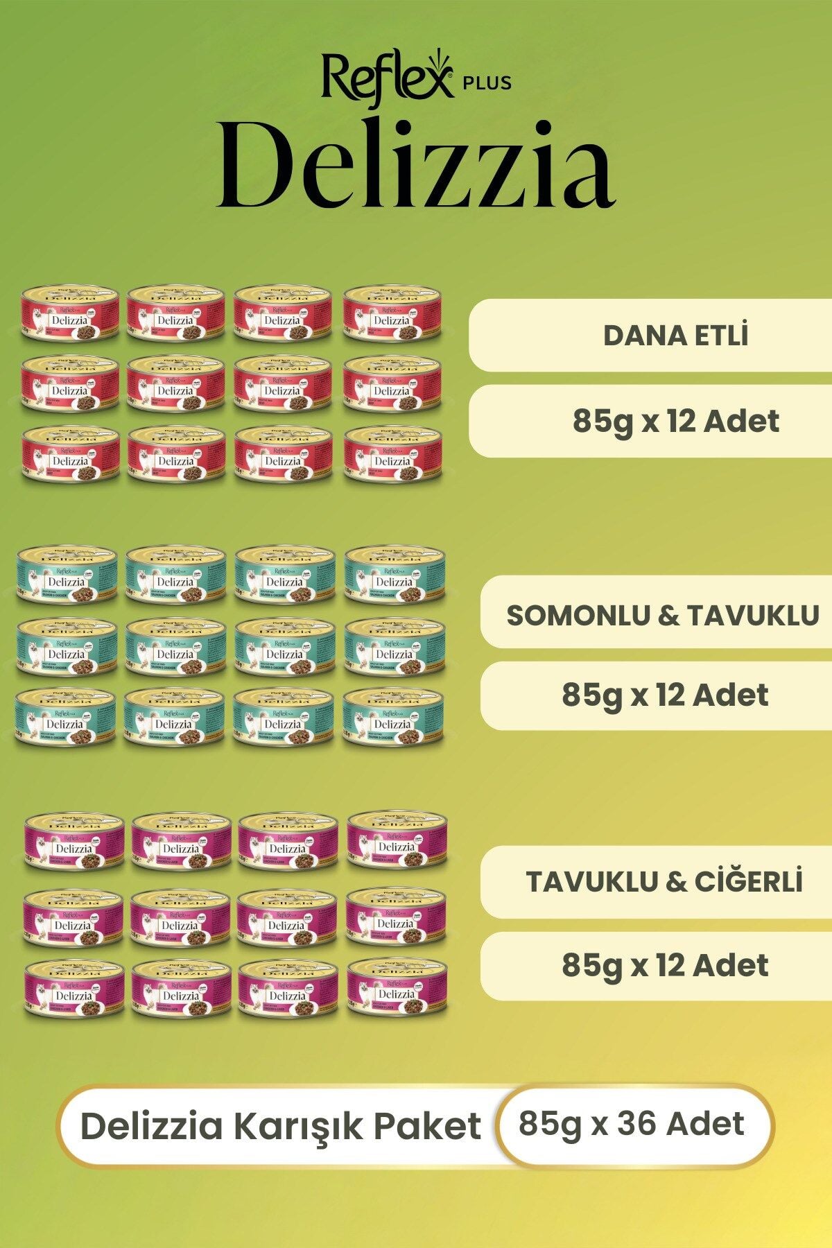 Delizzia Sos İçinde Parça Etli Karışık Yetişkin Kedi Maması 85 Gr