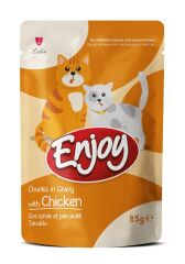 Enjoy Pouch Sos İçinde Tavuklu Yetişkin Kedi Maması 85 Gr x 44 Adet