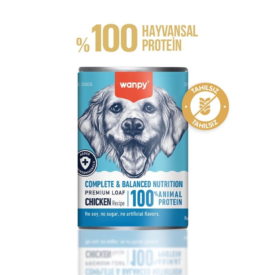 Wanpy Tahılsız Tavuklu %100 Gerçek Et Köpek Konservesi 375 Gr