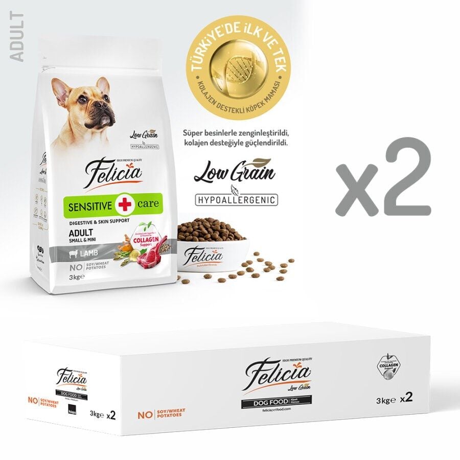 Felicia Small Mini Kuzu Etli Kolajenli Yetişkin Köpek Maması 6 Kg