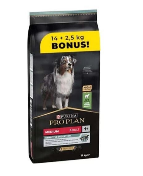 Pro Plan Sensitive Medium Kuzu Etli Orta Irk Yetişkin Köpek Maması 14+2,5 Kg