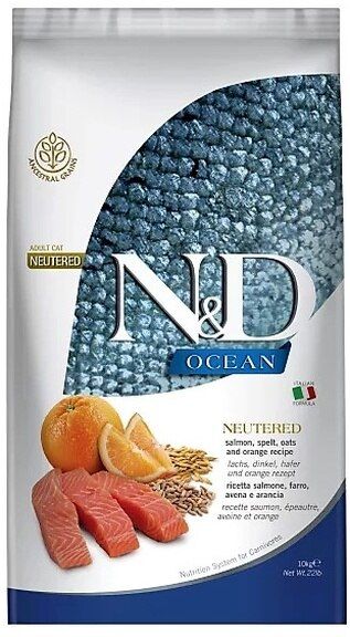 N&D Düşük Tahıllı Somonlu Kısırlaştırılmış Yetişkin Kedi Maması 10 KG