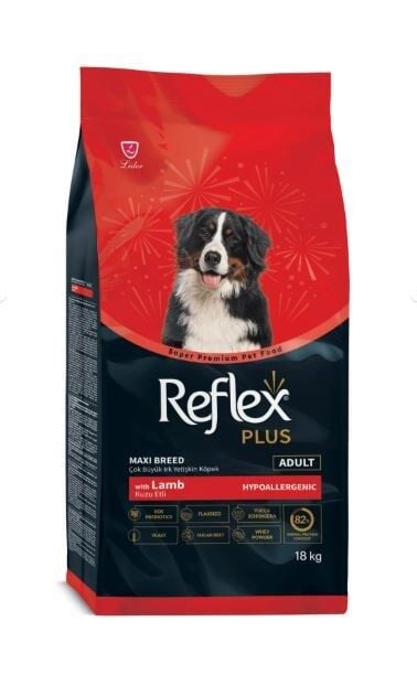 Reflex Plus Adult Kuzu Etli ve Pirinçli Büyük Irk Yetişkin Köpek Maması 18 KG