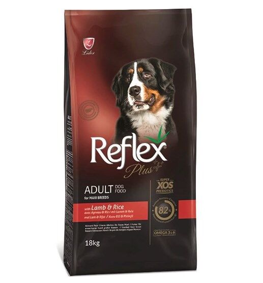 Reflex Plus Adult Kuzu Etli ve Pirinçli Büyük Irk Yetişkin Köpek Maması 18 KG