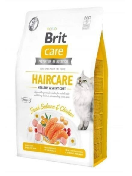 Brit Care Grain Free Hair Care Healthy & Shiny Coat Tavuklu ve Somonlu  Yetişkin Kedi Maması 7 Kg