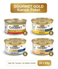 Gourmet Karışık Kıyılmış Konserve Yetişkin Kedi Yaş Maması 24 X 85 Gr