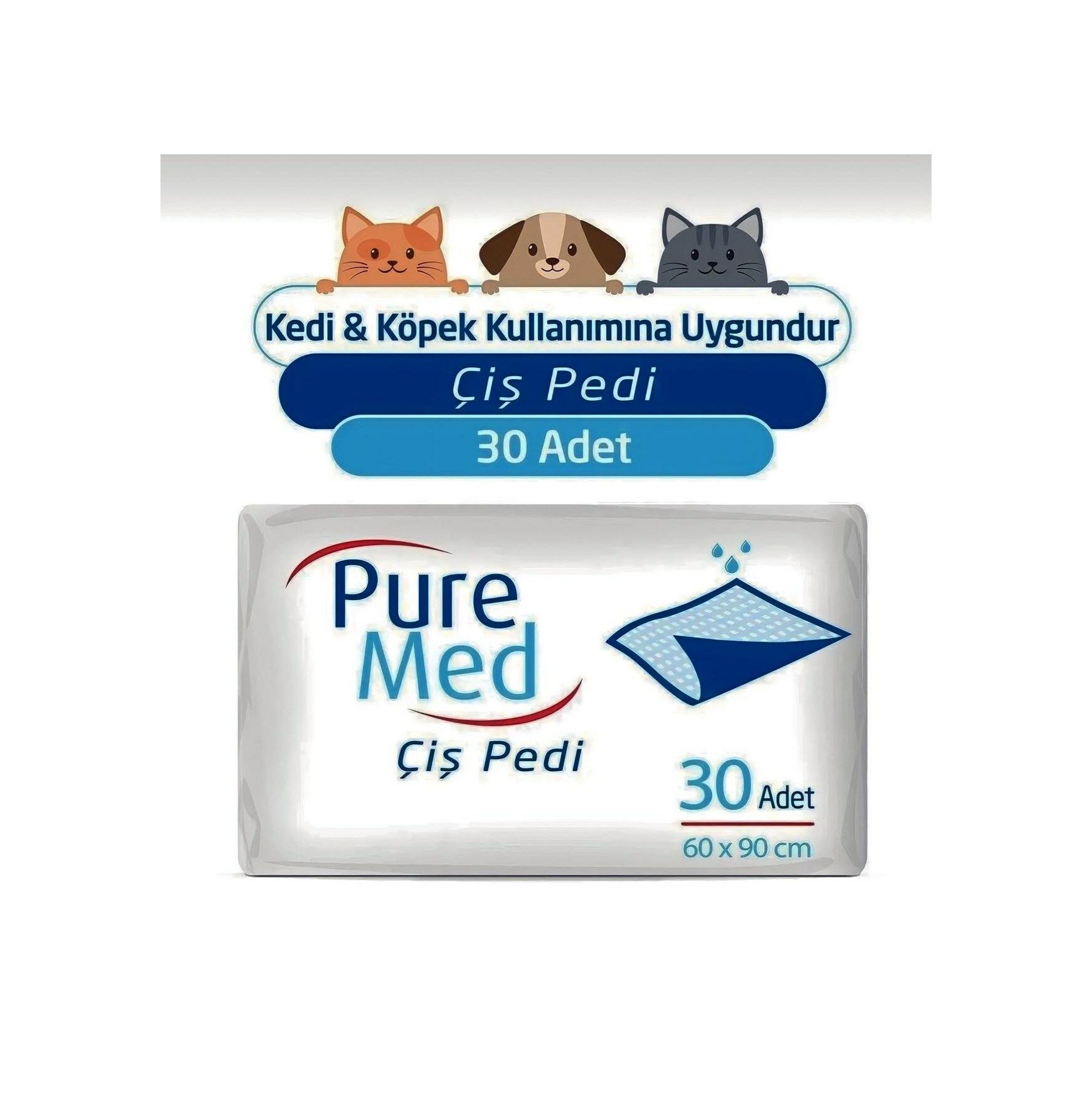 Puremed Kedi Köpek Çiş Pedi 60 x 90 CM 30'lu x 4 Adet