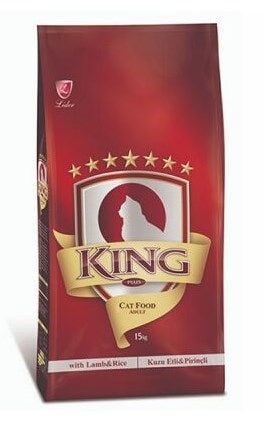 King Plus Kuzu Etli ve Pirinçli Yetişkin Kedi Maması 15 KG