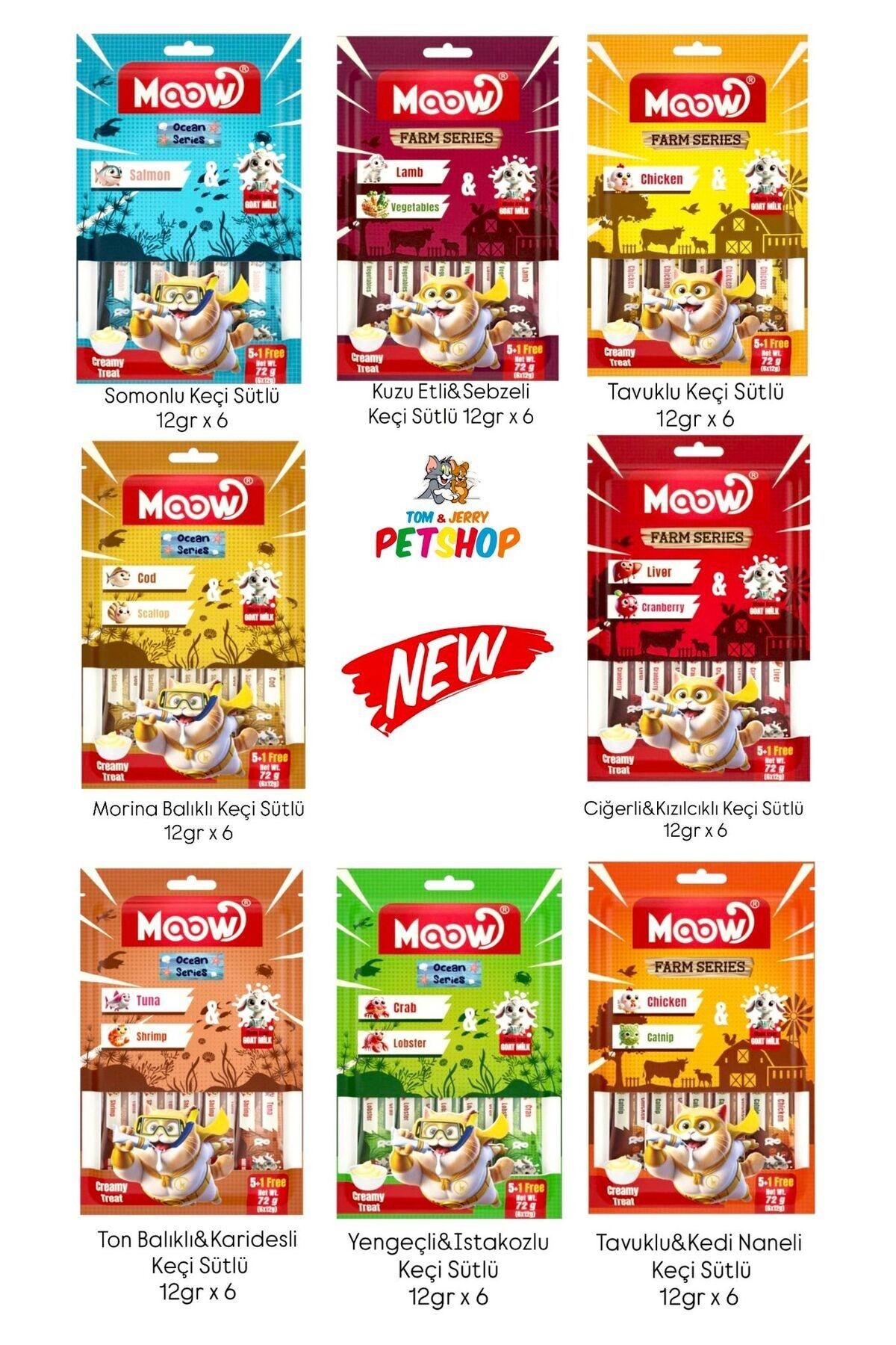 Moow En Yeni Mix Karışık Keçi Sütlü  Kedi Krema Ödülü 12 Gr x 48 adet